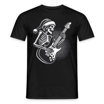 Skeleton Christmas Rock Guitarist - Men's T-Shirt - black - Front - AI Model Male 178 light (178cm)