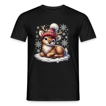 rMignon renne Noël Neige Vintage Sti - T-shirt homme - noir - Devant - AI Model Male 178 light (178cm)