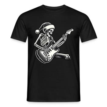 Guitare squelette rock avec chapeau de père Noël - T-shirt homme - noir - Devant - AI Model Male 178 light (178cm)