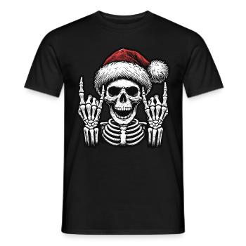 Christmas skull rocks winter - Men's T-Shirt - black - Front - AI Model Male 178 light (178cm)