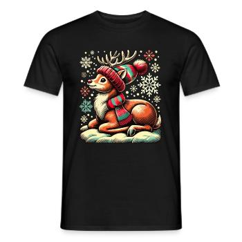 Renne de Noël vintage mignon mignon faon - T-shirt homme - noir - Devant - AI Model Male 178 light (178cm)