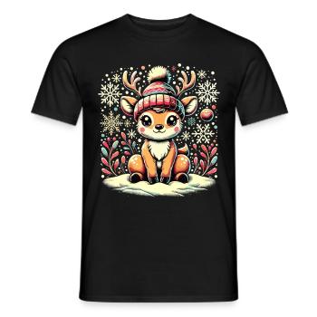 Renne de Noël vintage mignon mignon faon - T-shirt homme - noir - Devant - AI Model Male 178 light (178cm)