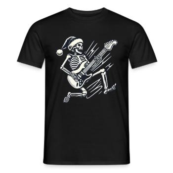 Squelette avec chapeau de Père Noël Rocks Guitare - T-shirt homme - noir - Devant - AI Model Male 178 light (178cm)