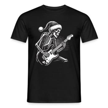 Christmas Rock N Roll Skeleton Guitarist - Men's T-Shirt - black - Front - AI Model Male 178 light (178cm)