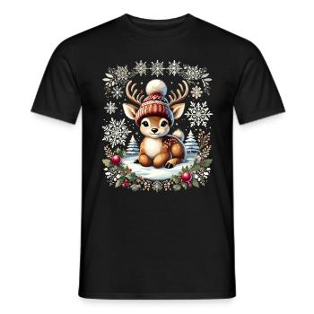 Bezauberndes Vintage Design Weihnachten Rentier - Männer T-Shirt - Schwarz - Vorne - AI Model Male 178 light (178cm)