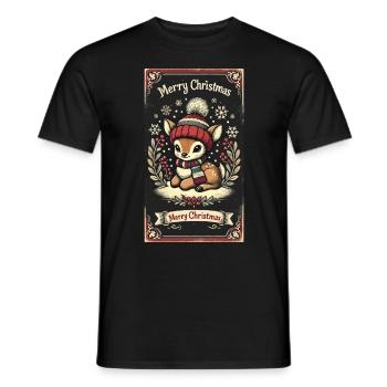 Vintage Noël renne neige flocons de neige - T-shirt homme - noir - Devant - AI Model Male 178 light (178cm)
