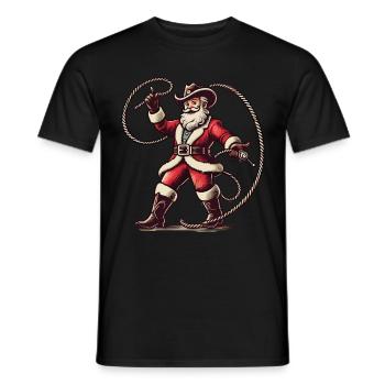 Cowboy Père Noël Lasso Aventure - T-shirt homme - noir - Devant - AI Model Male 178 light (178cm)
