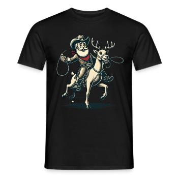 Aventure du cavalier cow-boy du Père Noël - T-shirt homme - noir - Devant - AI Model Male 178 light (178cm)