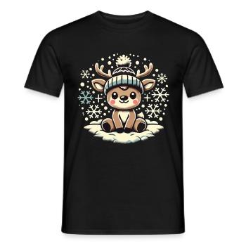 Bezauberndes Vintage Design Mit Rentier Und Schnee - Männer T-Shirt - Schwarz - Vorne - AI Model Male 178 light (178cm)