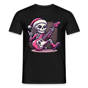 Christmas Skeleton Guitarist Rocks - Men's T-Shirt - black - Front - AI Model Male 178 light (178cm)