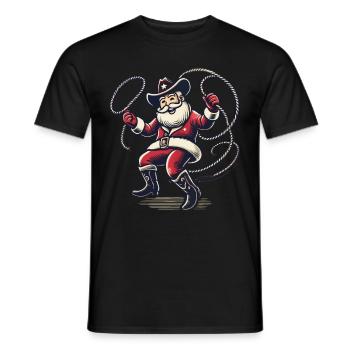 Fröhlicher Cowboy Weihnachtsmann Rodeo - Männer T-Shirt - Schwarz - Vorne - AI Model Male 178 light (178cm)