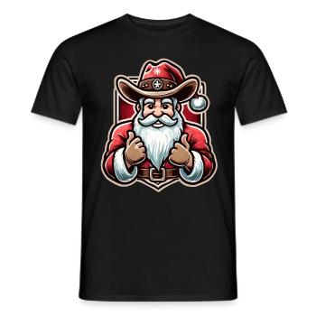 Fröhlicher Cowboy Weihnachtsmann Stilvolles - Männer T-Shirt - Schwarz - Vorne - AI Model Male 178 light (178cm)