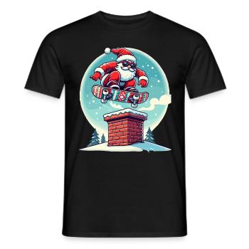 Skateboardender Weihnachtsmann Spaßiger Winter - Männer T-Shirt - Schwarz - Vorne - AI Model Male 178 light (178cm)