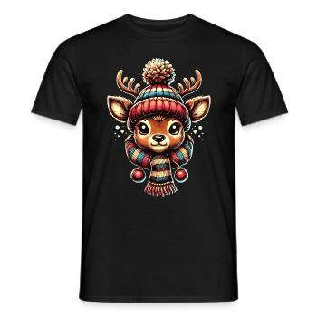 Vintage Weihnachten Rentier Design Schneeflocken - Männer T-Shirt - Schwarz - Vorne - AI Model Male 178 light (178cm)