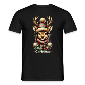 Adorable design vintage avec de mignons rennes - T-shirt homme - noir - Devant - AI Model Male 178 light (178cm)