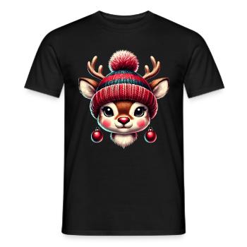 Bezauberndes Vintage Design Mit Rentier - Männer T-Shirt - Schwarz - Vorne - AI Model Male 178 light (178cm)