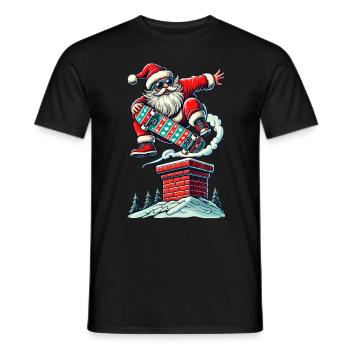 Christmas Santa Skateboarding Adventure - Men's T-Shirt - black - Front - AI Model Male 178 light (178cm)