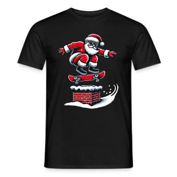 Christmas Skater Santa Streetwear - Men's T-Shirt - black - Front - AI Model Male 178 light (178cm)