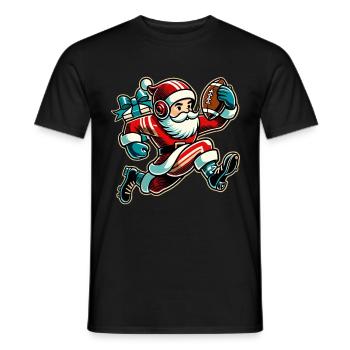 Santa Claus Playing Football - Men's T-Shirt - black - Front - AI Model Male 178 light (178cm)