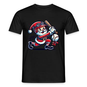 Santa Claus swings baseball bat - Men's T-Shirt - black - Front - AI Model Male 178 light (178cm)