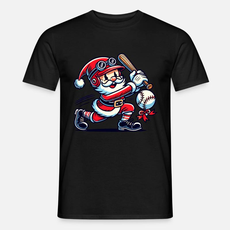 Weihnachtsmann Schwingt Baseballschläger - Männer T-Shirt - Schwarz