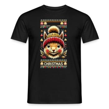 Merry Christmas with cute squirrel - Men's T-Shirt - black - Front - AI Model Male 178 light (178cm)