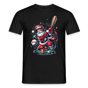 Père Noël jouant au baseball Motif - T-shirt homme - noir - Devant - AI Model Male 178 light (178cm)