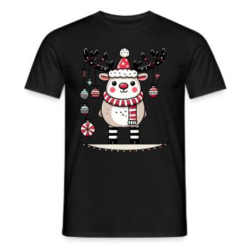 Niedliches Rentier Mit Weihnachtskugeln - Männer T-Shirt - Schwarz - Vorne - AI Model Male 178 light (178cm)