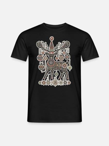 Weihnachtlicher Vintage-Cottagecore Rentierzauber - Männer T-Shirt - Schwarz