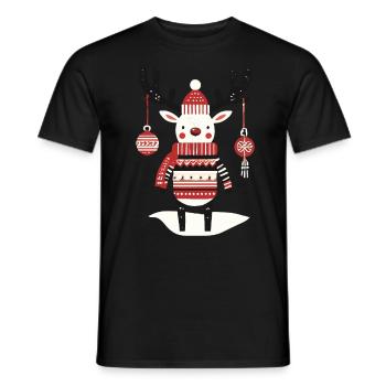 Christmas Reindeer Cottagecore Nostalgia - Men's T-Shirt - black - Front - AI Model Male 178 light (178cm)