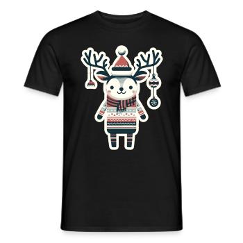 Christmas vintage reindeer look - Men's T-Shirt - black - Front - AI Model Male 178 light (178cm)