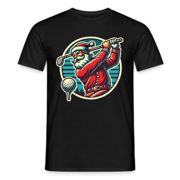 Golf Playing Santa Claus Retro Style - Men's T-Shirt - black - Front - AI Model Male 178 light (178cm)