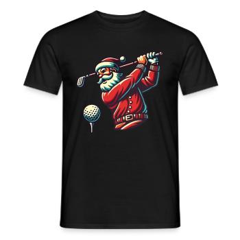 Santa Claus golfing - Men's T-Shirt - black - Front - AI Model Male 178 light (178cm)