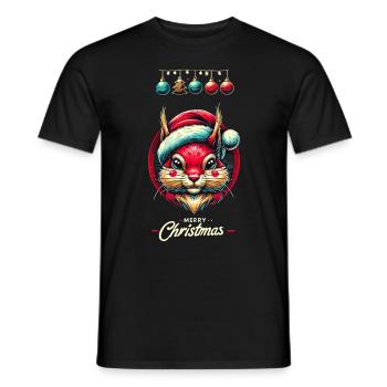 Merry Christmas Squirrel Motif - Men's T-Shirt - black - Front - AI Model Male 178 light (178cm)