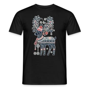 Christmas reindeer magic in the - Men's T-Shirt - black - Front - AI Model Male 178 light (178cm)
