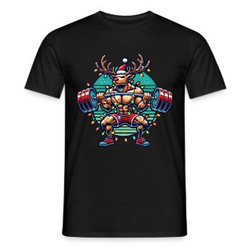 Noël Bodybuilder Renne Muscle Power - T-shirt homme - noir - Devant - AI Model Male 178 light (178cm)
