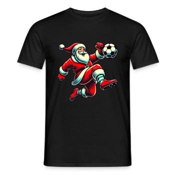 Soccer Playing Santa Claus Fun - Men's T-Shirt - black - Front - AI Model Male 178 light (178cm)