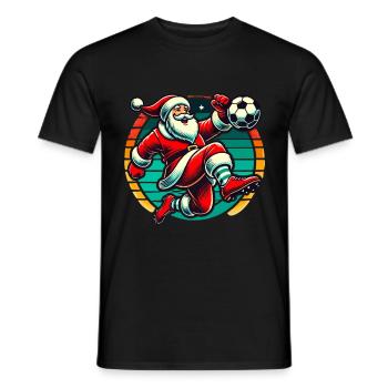 Football de Noël jouant au Père Noël - T-shirt homme - noir - Devant - AI Model Male 178 light (178cm)