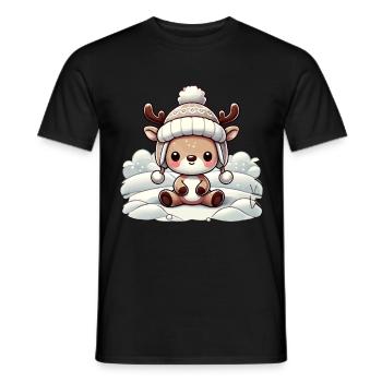Vintage Weihnachten Rentier Design Mit Schnee - Männer T-Shirt - Schwarz - Vorne - AI Model Male 178 light (178cm)