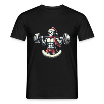 Strong Snowman Weight Lifting Christmas Motif - Men's T-Shirt - black - Front - AI Model Male 178 light (178cm)