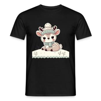 Bezauberndes Vintage Design Mit Rentier Und Schnee - Männer T-Shirt - Schwarz - Vorne - AI Model Male 178 light (178cm)