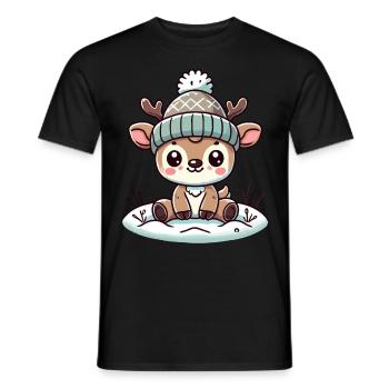 Bezauberndes Vintage Design Mit Rentier Und Schnee - Männer T-Shirt - Schwarz - Vorne - AI Model Male 178 light (178cm)