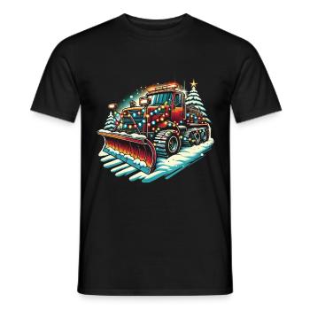 Winter Christmas Snow Removal Machine Vehicle - Men's T-Shirt - black - Front - AI Model Male 178 light (178cm)