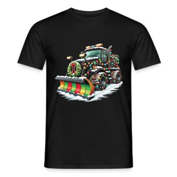 Winter Christmas Snow Removal Machine Vehicle - Men's T-Shirt - black - Front - AI Model Male 178 light (178cm)