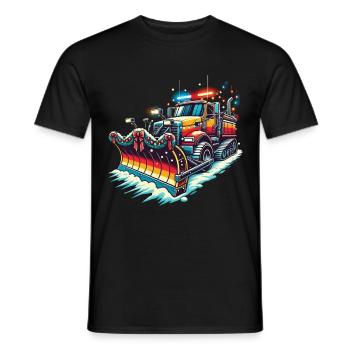 Winter Christmas Snow Removal Machine Vehicle - Men's T-Shirt - black - Front - AI Model Male 178 light (178cm)
