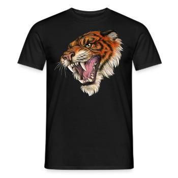 Brüllend Tiger Wildkatze Geschenk Freiheit Natur - Männer T-Shirt - Schwarz - Vorne - AI Model Male 178 light (178cm)