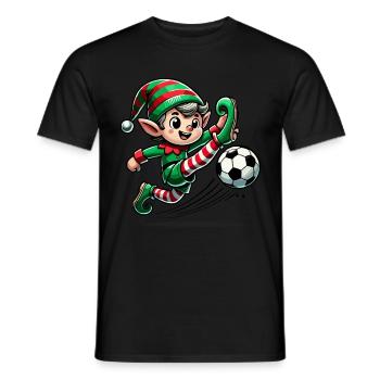 Christmas Elf Football Adventure - Men's T-Shirt - black - Front - AI Model Male 178 light (178cm)