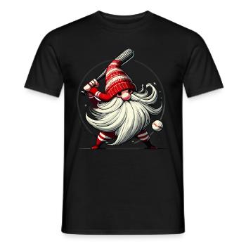 Christmas Baseball Gnome with Baseball Bat - Men's T-Shirt - black - Front - AI Model Male 178 light (178cm)