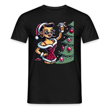 Motif de dessin animé pin-up de Noël - T-shirt homme - noir - Devant - AI Model Male 178 light (178cm)