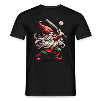 Christmas Baseball Gnome Dwarf Elf - Men's T-Shirt - black - Front - AI Model Male 178 light (178cm)